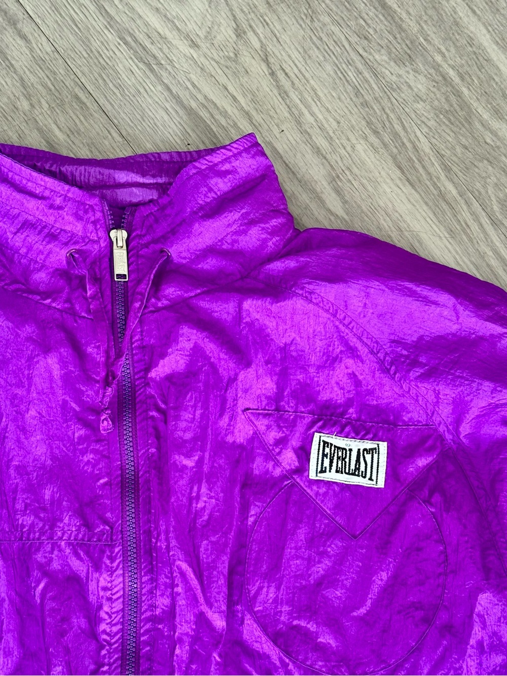 Vintage Everlast Purple Nylon Windbreaker Jacket 80s 90s Boxing Retro Womens L - Picture 3 of 5